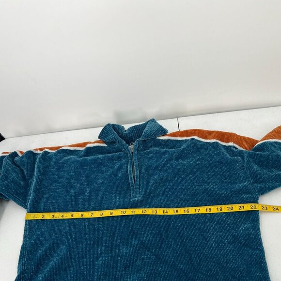 Urban Outfitters S Chenille 1/4 Zip Sweater Blue Colorblock Retro 90s Cozy - Picture 5 of 8